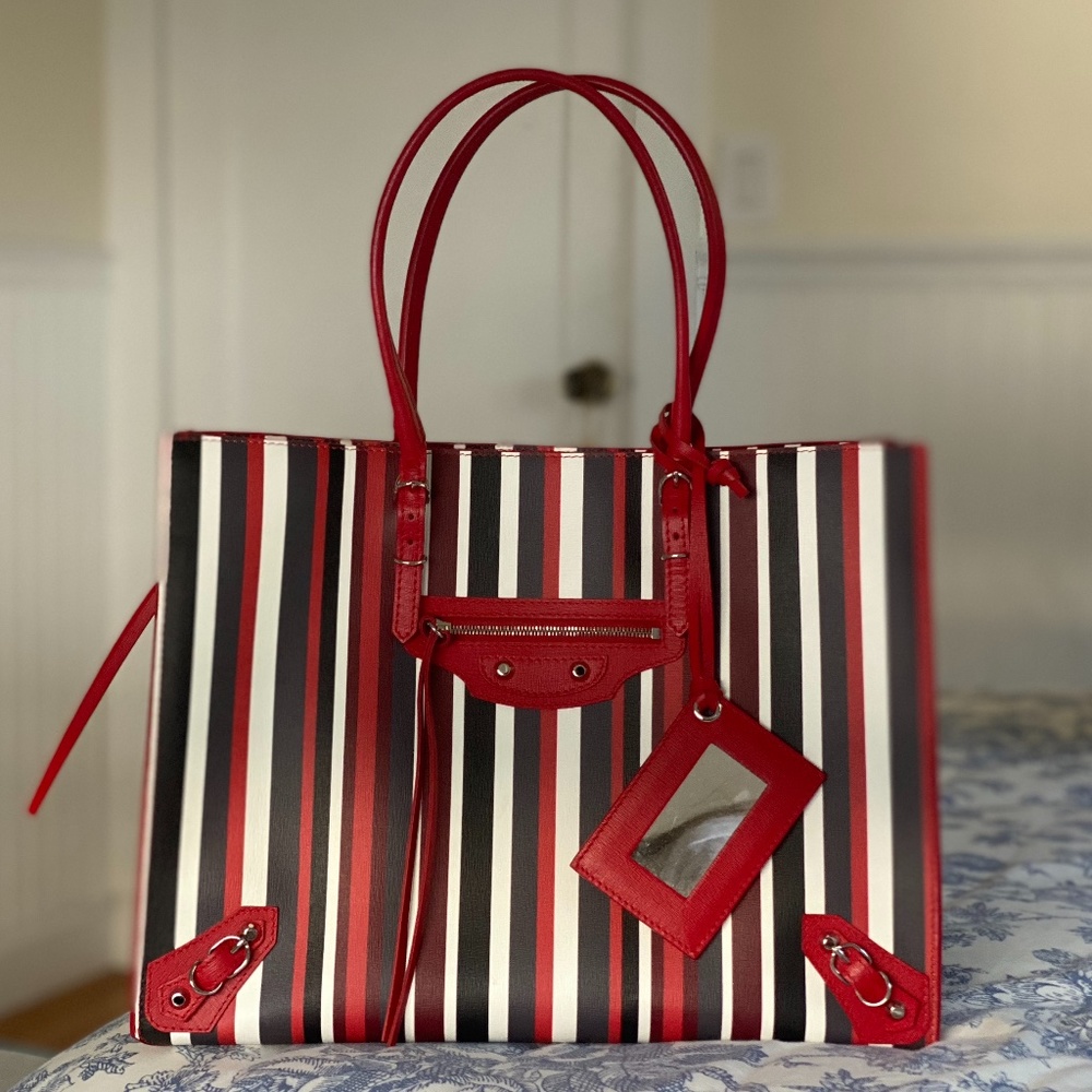 Balenciaga Striped Zip-Around Tote Bag Balenciaga
